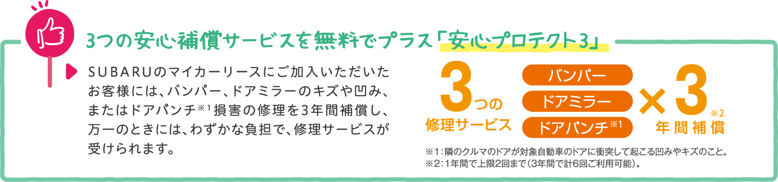 ３つの安心補償サービスを無料でプラス「安心プロテクト３」