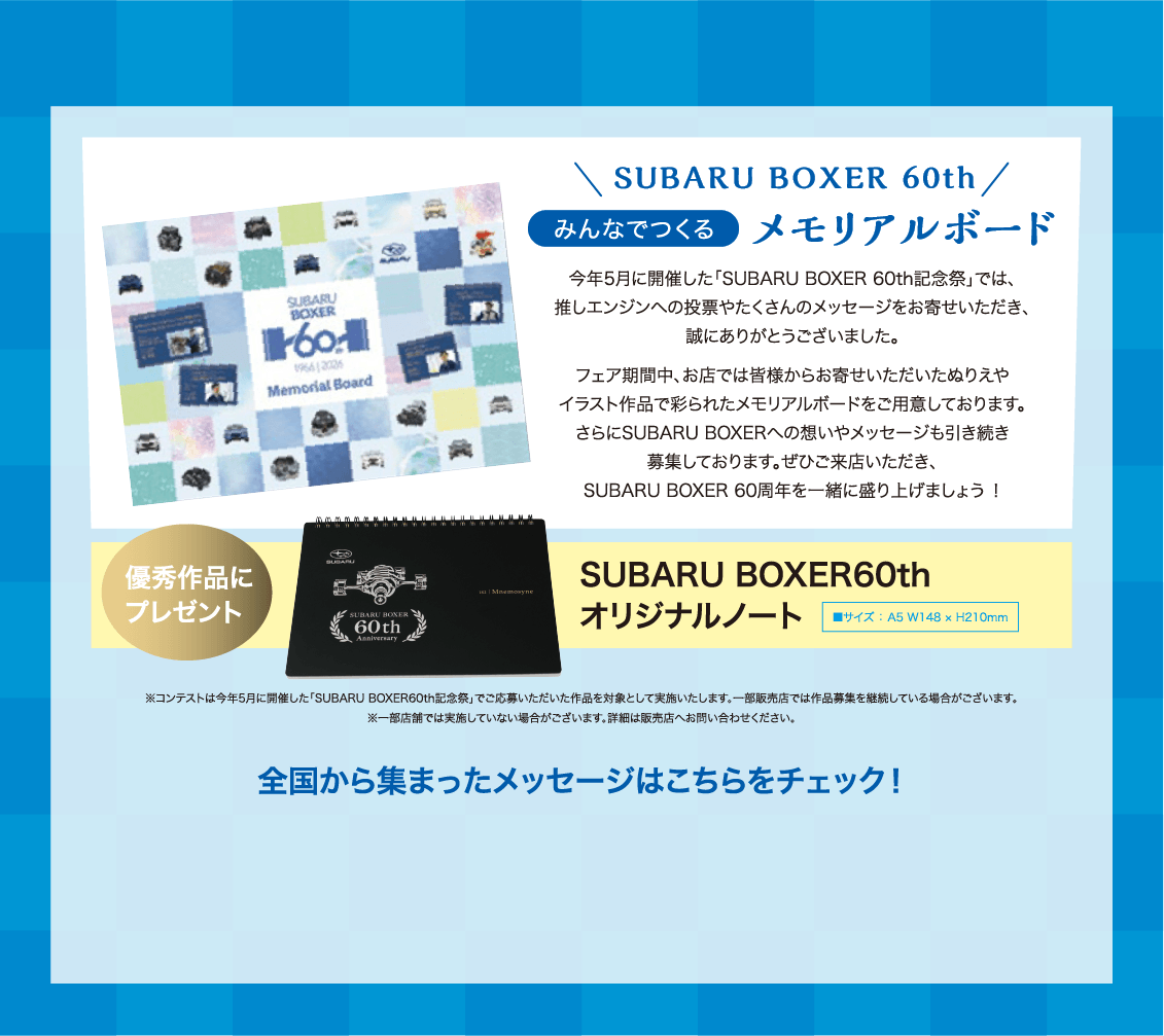 SUBARU BOXER 60th メモリアルボード
