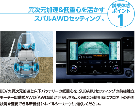 試乗体感ポイント1 異次元加速&低重心を活かす スバルAWDセッティング。