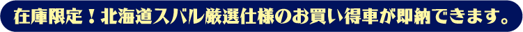 在庫限定！北海道スバル厳選仕様のお買い得車が即納できます。