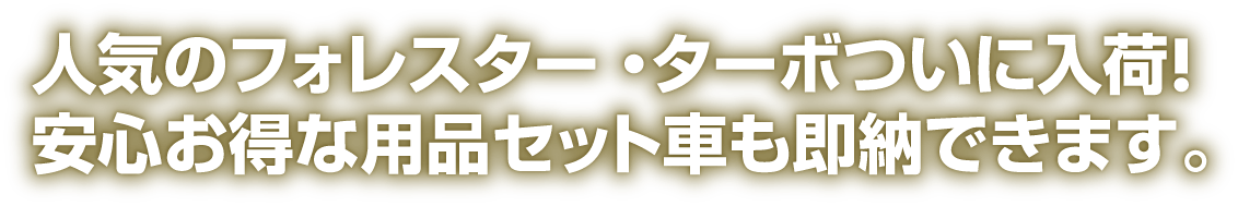 人気のフォレスター・ターボついに入荷！安心お得な用品セット車も即納できます。