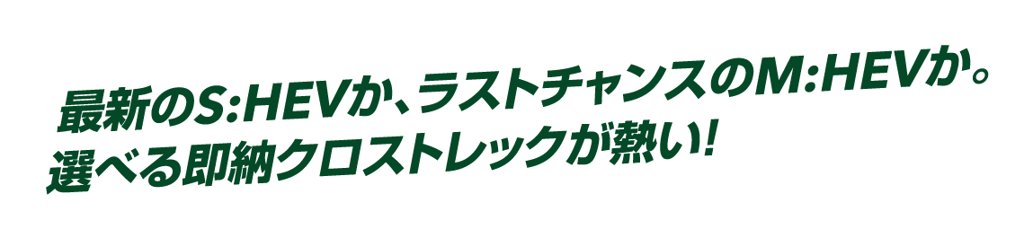 最新のS:HEVか、ラストチャンスのM:HEVか。選べる即納クロストレックが熱い！